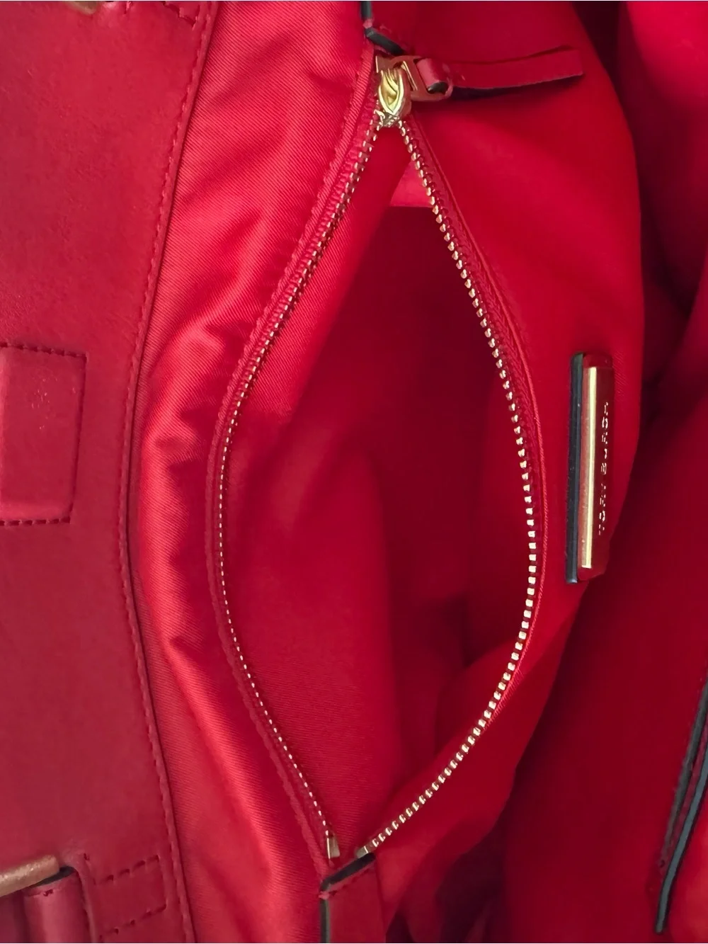 Tory Burch Georgia Slouchy Red Quilted Leather Tote with Gold Logo